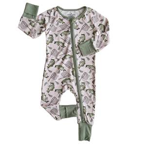 Combinaison pour bébé fille en bambou imprimé pêche RTS de haute qualité, vêtements pour enfants de 0 à 5 ans, bébé zippé - Product Image 1