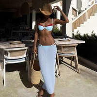 Ensemble bikini trois pièces en dentelle contrastante style européen/américain 2026 pour femme