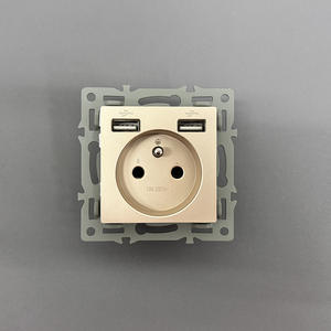 AB Standart Priz Fişi 82mm Entegre Alman Fransız Tarzı Altın Cam Panelli Duvar Anahtarı ve Priz Modülü Kombinasyonu - Product Image 5