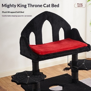 Arbre à chat moderne grand format multi-étages en sisal noir avec structure intégrée pour grimper, jouer et dormir - Product Image 2