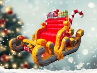 Château gonflable géant de Noël avec toboggan et luge de Père Noël, combo de château gonflable pour l'intérieur et l'extérieur
