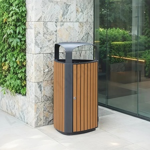 Thương Mại Thùng Rác Tam Giác Kim Loại Thùng Rác Bin Nhựa Bền Gỗ Ít Bin Ngoài Trời Chất Thải Thùng - Product Image 2