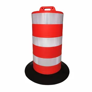 Предупреждающая светоотражающая лента для дорожного движения, пластиковый барабан с резиновой основой
