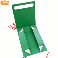 Boîte cadeau magnétique pliable personnalisée Jinbar, grande boîte en carton noir de luxe avec poignée et couvercle magnétique