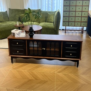 Factory Direct Sales of <b>Walnut</b> Wood Colored Round Coffee <b>Tables</b>, Retro French Living Room Solid Wood Coffee <b>Table</b> Sets - Product Image 1