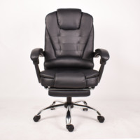 Chaise de bureau de direction ergonomique pivotante de luxe en cuir marron foncé avec repose-pieds