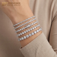 DEF VVS Moissanite elmas tenis zinciri Hip Hop gemi hazır 925 ayar gümüş buzlu Out Moissanite tenis bilekliği takı