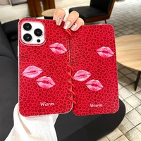 Venta caliente estampado de leopardo Kiss Mark Notebook estilo Flip Phone Case, adecuado para iPhone 12 16 Pro Max