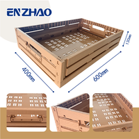 Caisse en plastique pliable à texture bois, conteneur de rangement peu encombrant, coins renforcés, conception robuste