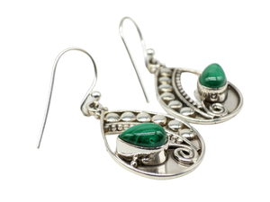 Pendientes de Malaquita Natural Hechos a Mano al por Mayor, Plata de Ley 925, Joyería de Piedra Verde, Elegantes Pendientes Colgantes para Mujer - Product Image 2