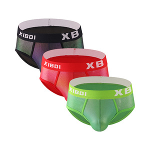 Men's Mid-Rise Sexy Breathable <strong>Underwear</strong> Cross-Border Trendy Personality Shorts with Logo on <strong>Waist</strong> Knitted Man Panties - Product Image 3