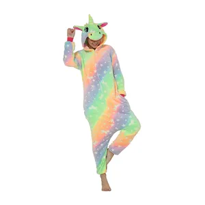 Ready To Ship Purple Luminous Unicorn Plush Pajamas Funny Sleepwear Wholesale Cartoon Animals Onesie For Adult Teenage Woman