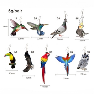 SC Offre Spéciale Résine de Bande Dessinée Femmes Boucles D'oreilles Délicat Hibou Perroquet Acrylique Boucles D'oreilles Laser Cut Colibri Oiseaux Balancent Boucles D'oreilles - Product Image 2