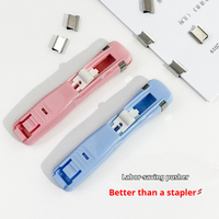 Petite agrafeuse manuelle en plastique transparent pour étudiants et bureau, pinces à reliure pour papiers de test, reçus et fichiers
