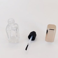 Flacon de vernis à ongles transparent en verre de 12 ml, anti-fuite, avec bouchon à vis cylindrique et pinceau, personnalisable par estampage à chaud et sérigraphie