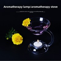 Brûleur d'huiles essentielles en verre transparent, chauffe-parfum à bougie chauffe-plat pour la décoration intérieure, lampe aromatique