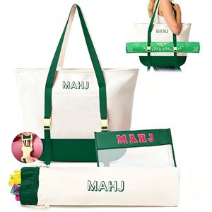 Set Organizzatore di Lusso per Mahjong, Borsa Grande Portatile con Design Floreale e Stampa di Lettere per Casinò e <span class=keywords><strong>Gioco</strong></span> <span class=keywords><strong>d</strong></span>'<span class=keywords><strong>Azzardo</strong></span> - Product Image 5