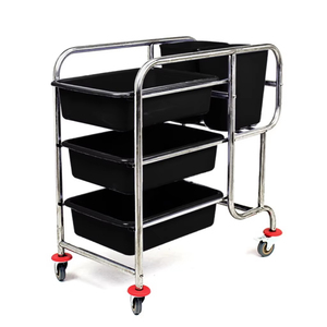 Vente de fournitures de <span class=keywords><strong>restaurant</strong></span> établi en acier inoxydable ensemble argenté emballage de style personnalisé chariot de collecte moderne en acier inoxydable - Product Image 1