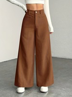 Pantalon large décontracté en velours côtelé pour femme, taille haute élastique, coupe ample, automne-hiver