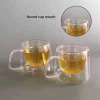 Mug en verre à double paroi isolé, service de fabrication de logo personnalisé, latte, cappuccino, lait, bureau, café, gobelet en borosilicate