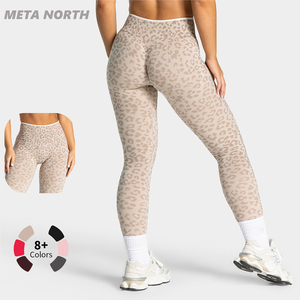 Leggings de fitness sans couture pour femme, respirants, taille haute, imprimé léopard, effet froncé aux fesses, color block, du XS au XL - Product Image 1