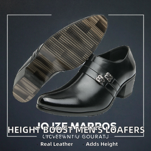 Men's Loafers Dress Shoes Genuine Leather Breathable Winter Summer Light Slip-On Solid 7 Hidden <b>Insole</b> Comfort 2.8 Inch <b>Height</b> - Product Image 2