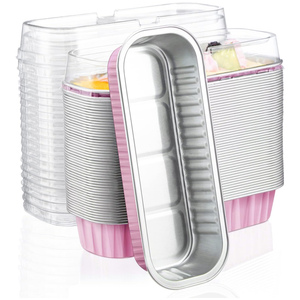 Moldes Desechables para Panecillos con Tapas de Plástico PET, Paquete de 500 Unidades, 6.8oz, Recipientes de Aluminio para Pan, Cupcakes y Pasteles, Grado Alimenticio - Product Image 1