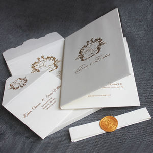 A prezzi accessibili di stile del <span class=keywords><strong>libro</strong></span> duro della copertura inviti di nozze con il sigillo di cera con trapunta modello di goffratura - Product Image 1
