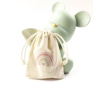 Customizable Logo Organic Cotton Drawstring <b>Bags</b> for Coffee <b>Beans</b> White Recyclable Washed Friendly Pouches for Shopping Packing - Product Image 4