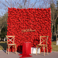 Panneau mural floral 3D enroulable en soie rose premium, 2,4 m x 2,4 m, pour décoration de fond floral, disponible en plusieurs couleurs, vente en gros