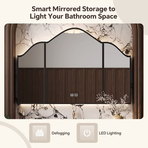 Mobile Bagno Sospeso Moderno con Ampio <span class=keywords><strong>Spazio</strong></span> di Archiviazione e Specchio Retroilluminato Intelligente, Lavabo Integrato - Product Image 4