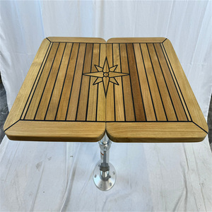 Plateau de table pliable rectangulaire en teck avec motif étoile 680/340x500mm pour yachts, camping-cars et navires Pièce et accessoire - Product Image 4