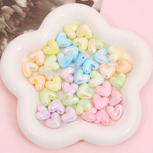 Wholesale 5pcs/bag Acrylic <b>Loose</b> <b>Beads</b> Macaron Color Electroplated Heart Vertical Hole Acrylic <b>Loose</b> <b>Beads</b> for Jewelry Making - Product Image 3