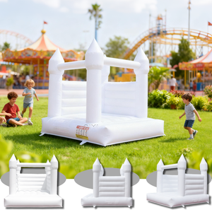Château gonflable blanc avec toboggan, petit modèle, pour extérieur, en PVC, pour jardin, fête, château de saut gonflable - Product Image 2