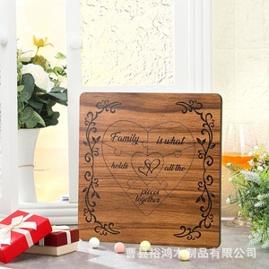 Adornos de madera maciza para bodas, San Valentín, rompecabezas en forma de corazón, decoraciones festivas, artículos de madera para el Día de la Madre - Product Image 1