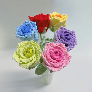 Finished Hand-woven Wool Luo Shen Rose <b>Artificial</b> Flower Preserved Fresh Flower Birthday Gift Valentine's Day Gift - Product Image 1