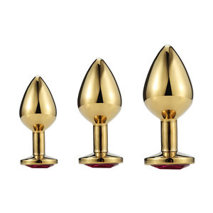 Jouets sexuels pour femmes, plug anal en cristal en forme de cœur doré, couleur personnalisée, bijou anal en métal - Product Image 6