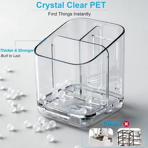 Soporte para cepillos de dientes de baño mejorado con 3 ranuras, desmontable, de pared, con drenaje para encimera, para blanqueamiento dental y pasta de dientes eléctrica - Product Image 4