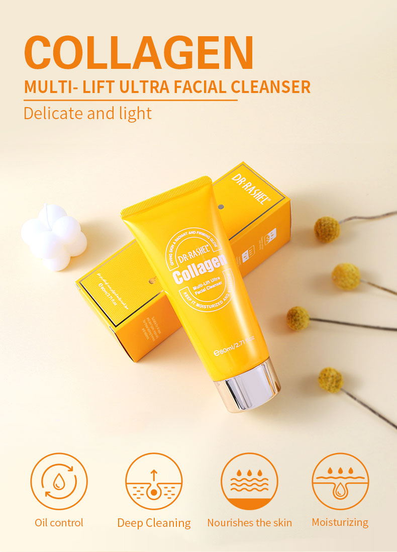 2022 New Coming DR RASHEL Collagen Multi-Lift Ultra Essence Facial Cleanser OEM 80ml Face Wash