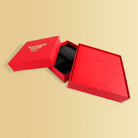 Caja de regalo mate roja de lujo personalizada, caja de cartón de papel de joyería con logotipo de embalaje, collar con tapa y base