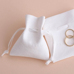 PandaSew Custom logo <b>White</b> <b>Small</b> Packaging <b>Bag</b> Jewelry Pouches Microfiber Travel Pouch - Product Image 1