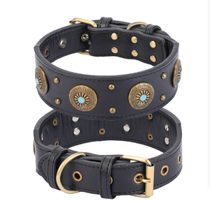 Vente en gros collier de chien en PU style vintage classique réglable pour berger allemand Rottweiler - Product Image 6