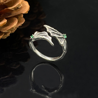 925 argent Sterling gothique démon chauve-souris aile unisexe anneau vert Zircon Halloween Vampire crâne griffe bande Punk mariage Vintage fête