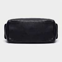 Sac fourre-tout en cuir souple grande capacité noir pour femme avec poignée supérieure, poche avant zippée, poches latérales, logo personnalisé