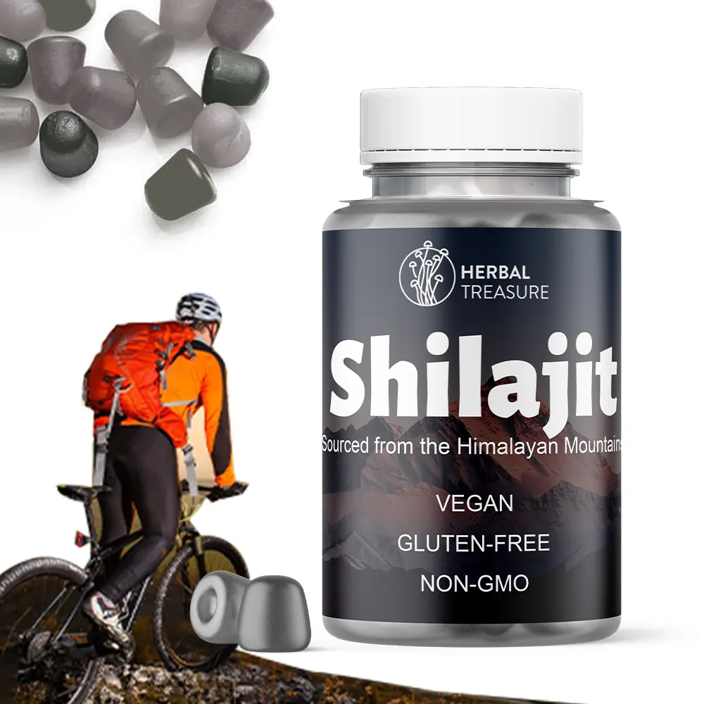 Gommes à l'extrait de shilajit de marque privée OEM gommes à base de résine de shilajit de l'himalaya pour un soutien énergétique et une mémoire cérébrale