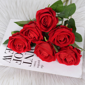 Matrimonio all'ingrosso singolo stelo artificiale rosa fiori sciolti per la casa di nozze & feste decorazioni per natale e ritorno a scuola - Product Image 1