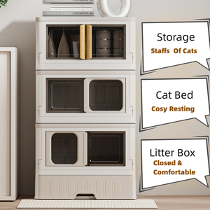 Multifunzionale pieghevole e facile da montare impilabile salvaspazio 3 in 1 casa per gatti fai da te villa condo - Product Image 3