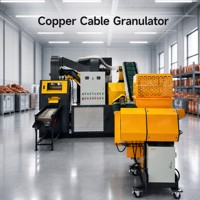 Machine de recyclage automatique de fil de cuivre usagé avec granulateur, taux de séparation de 99,9 %, séparateur magnétique et convoyeur