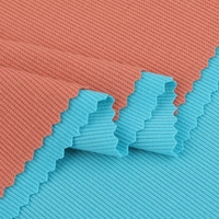 Tissu côtelé 220-230g en polyester et élasthanne 2x2, col et poignets tricotés pour vêtements de sport