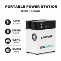 Station d'alimentation portable compacte 656Wh, générateur solaire 300W LiFePO4, 6000 cycles, charge rapide en 1H, station de batterie pour voyages en plein air